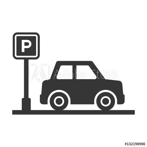 500x500 Car With Parking Meter Icon On White Background Vector