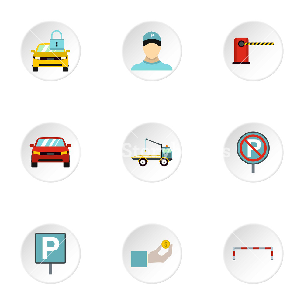 1000x1000 Parking Icons Set Flat Illustration Of Parking Vector Icons