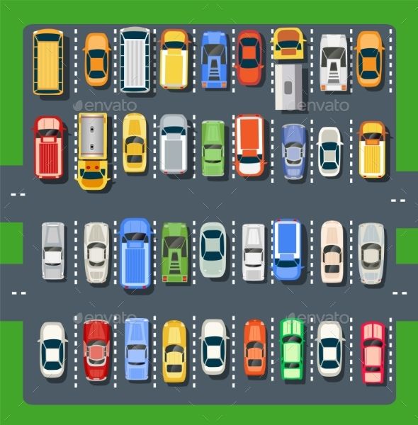 590x600 Top View Of A City Parking Travel Vectors Art In Map