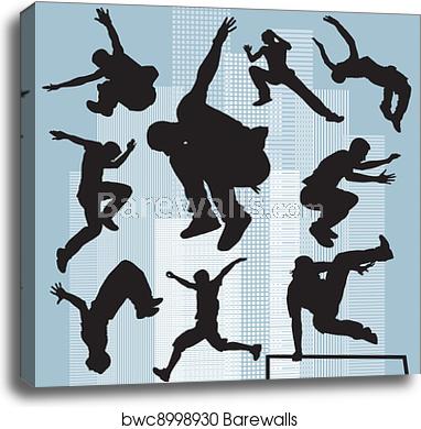 Set Vector Silhouettes Parkour, Canvas Print Barewalls Posters 382x390 Set Vector Silhouettes Parkour, Canvas Print Barewalls Posters