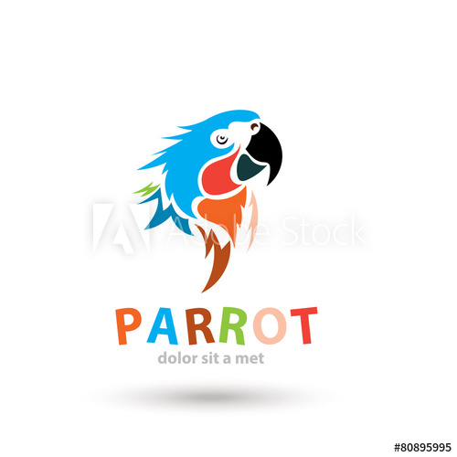 500x500 Stylized Parrot Logo Icon Creative Colorful Design Animal