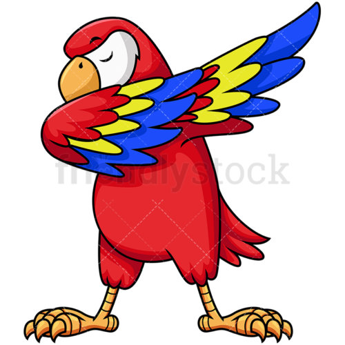 500x500 Dabbing Parrot Cartoon Vector Clipart