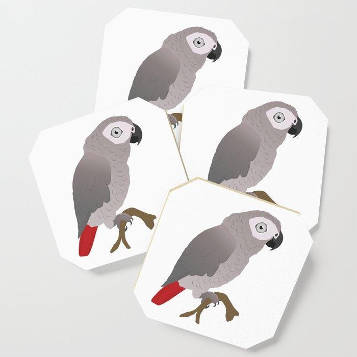 700x700 Cute African Grey Parrot Vector Coaster