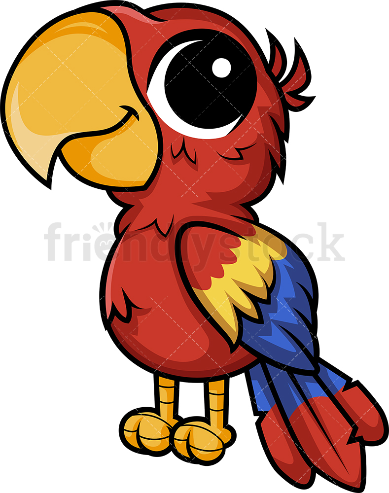 789x1000 Chibi Kawaii Macaw Parrot Clipart Cartoon Vector