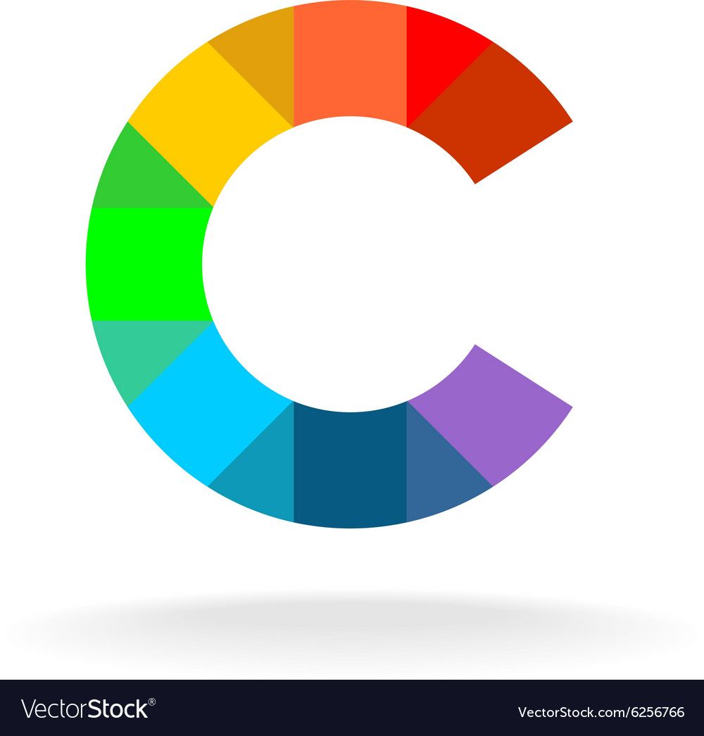1000x1046 Letter C Colorful Rainbow Logo Overlay Particles Vector Image