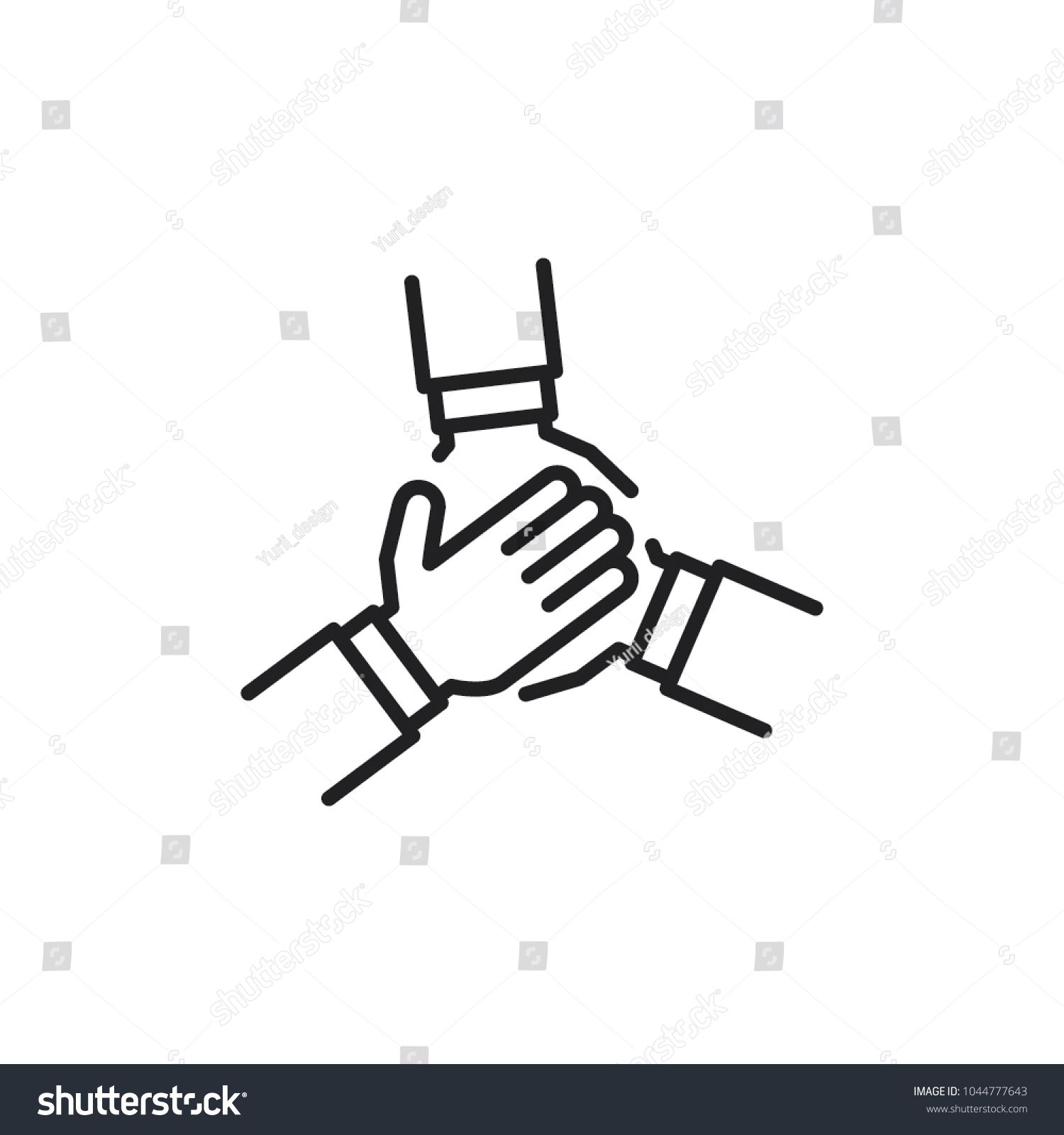 1500x1600 Team Hands Together, Business Partnership Concept, Line Icon