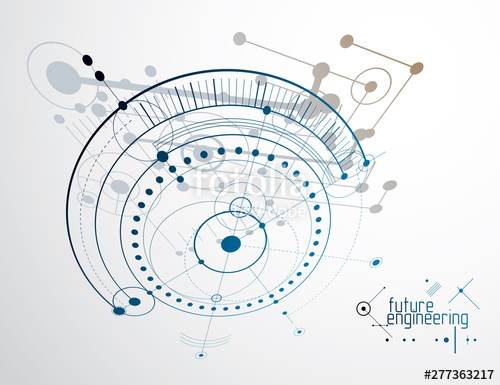 500x385 Mechanical Scheme, Vector Engineering Drawing With Circles