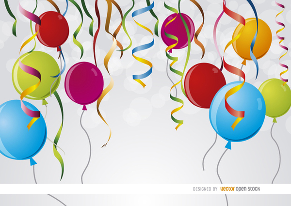 600x425 Party Ribbons Balloons Background Free Vector