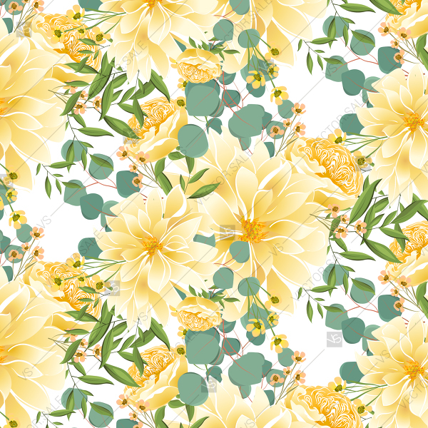 600x600 Seamless Sunflower Yellow Floral Pattern Vector Background