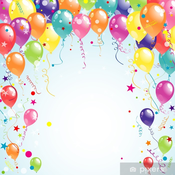 700x700 Color Beautiful Party Balloons, Vector Wall Mural