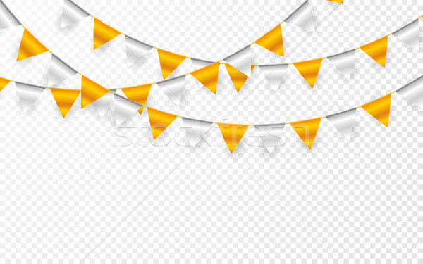 600x375 Celebration Party Banner Golden And Silver Foil Confetti And Flag