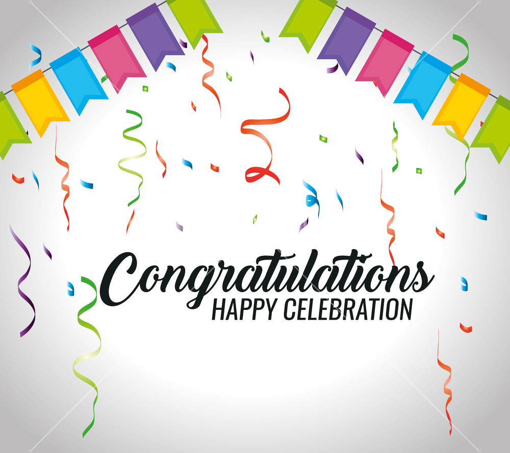 1000x887 Congratulations Event With Party Banner And Confetti Vector
