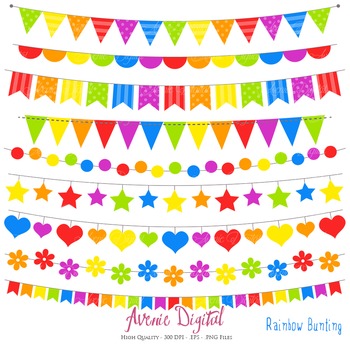 350x350 Bunting Banner Clipart Scrapbook Vector Clip Art Rainbow, Colorful