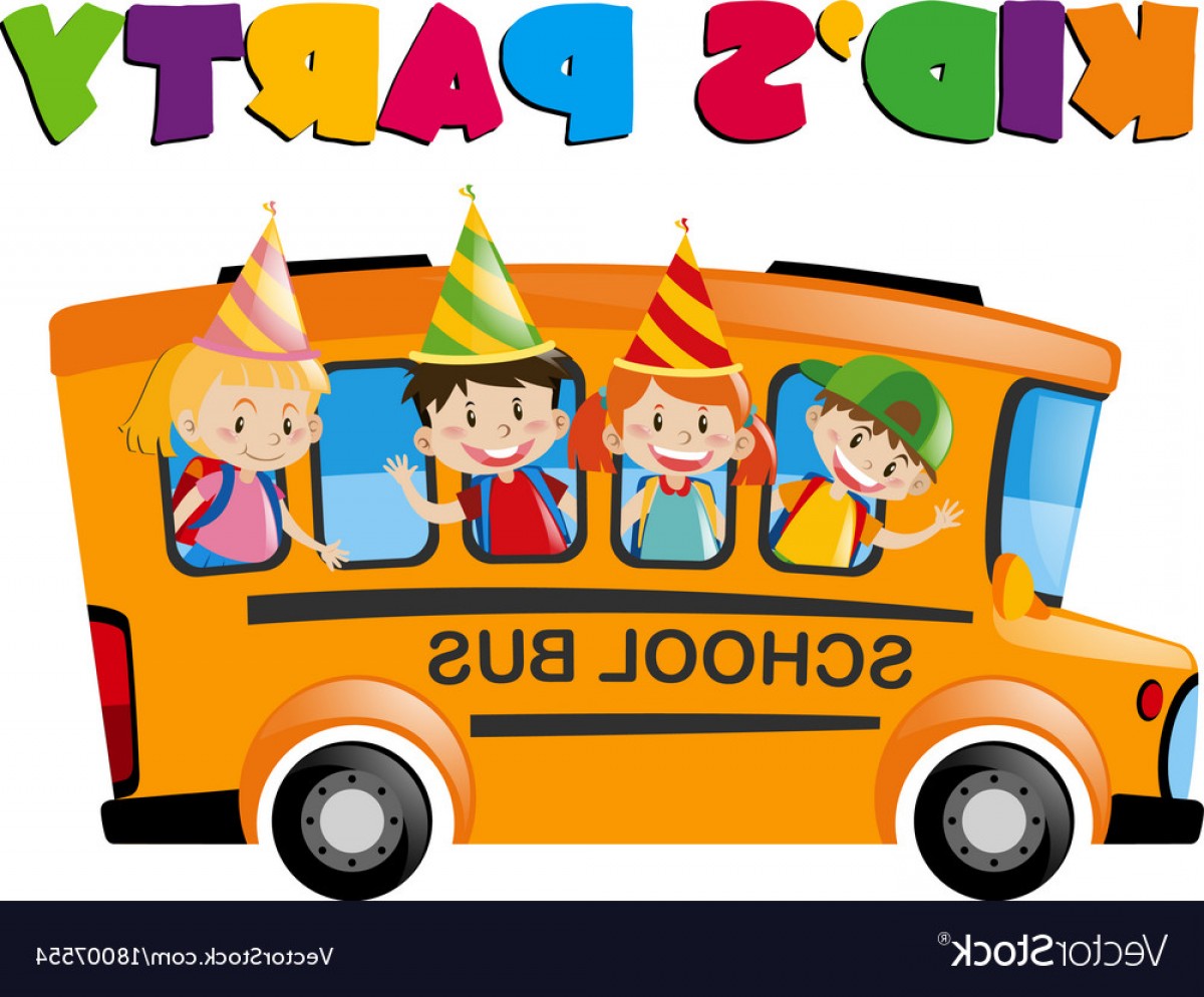 1200x994 Kids With Party Hats On The Bus Vector Soidergi