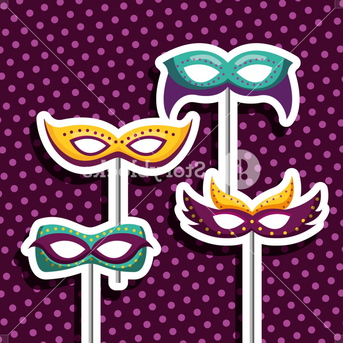 1200x1200 Party Mask Night Blankets Selfie Photos Dotted Background Vector