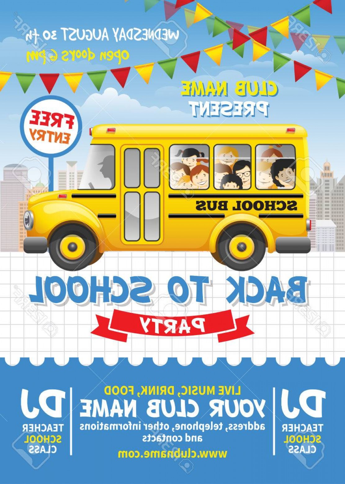 1112x1560 Photostock Vector Back To School Party Poster Template Cute Design