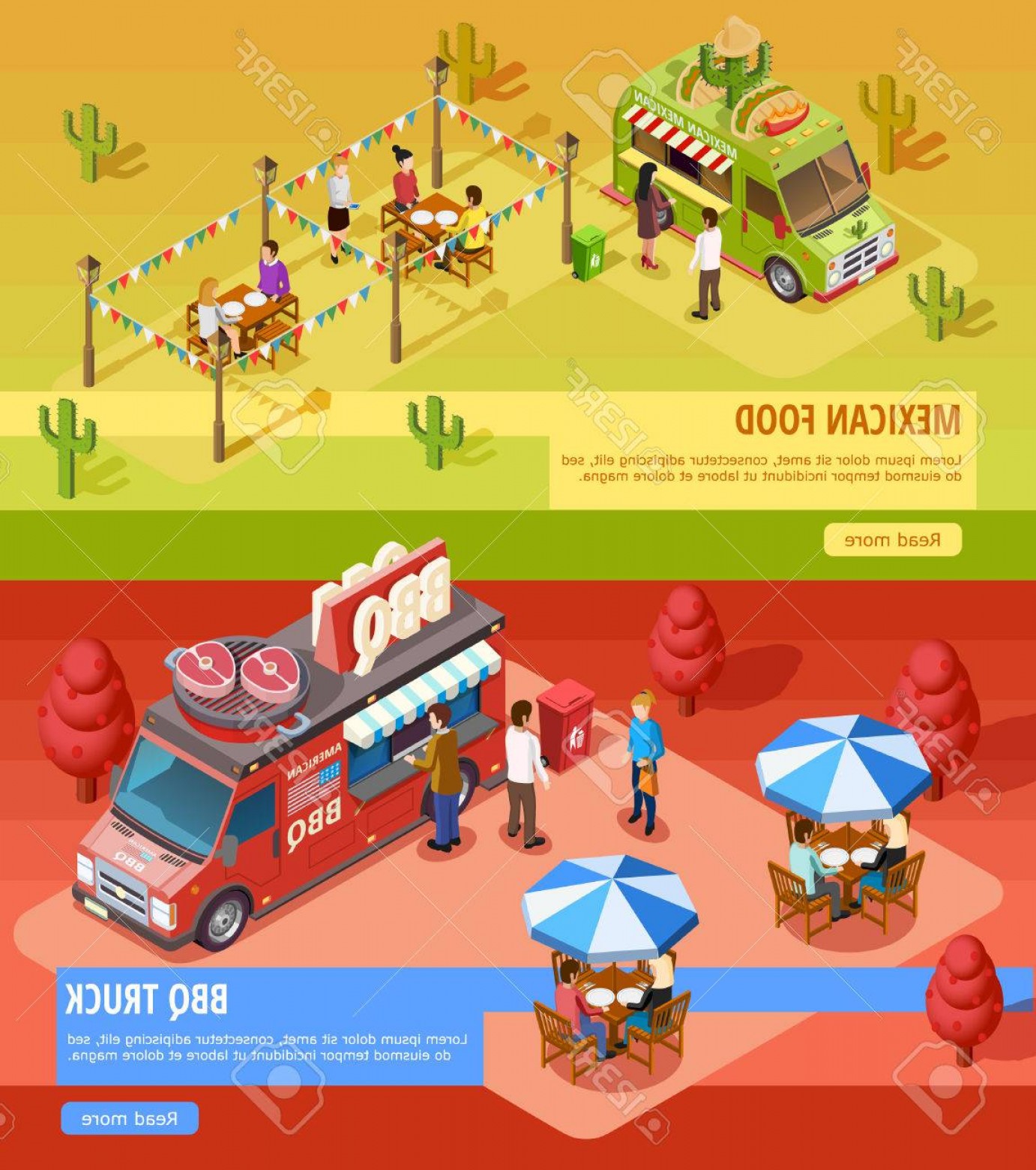 1382x1560 Photostock Vector Mexican Food Truck And Bbq Bus For Fairground