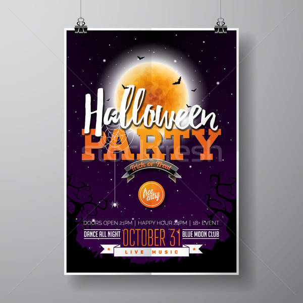600x600 Halloween Party Flyer Vector Illustration With Pumpkin