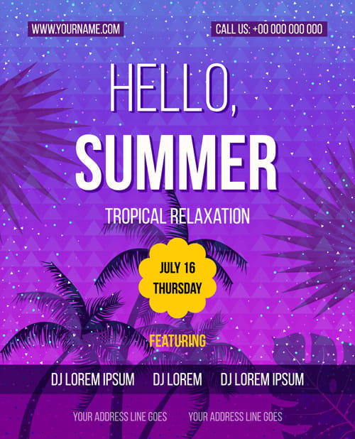 500x618 Palm Tree With Summer Beach Party Flyer Vector Free