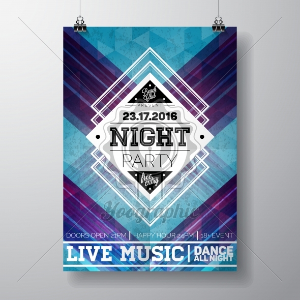590x590 Vector Summer Beach Party Flyer Poster Template On Abstract