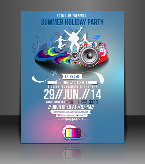 500x564 Abstract Summer Party Flyers Design Vector Free Download