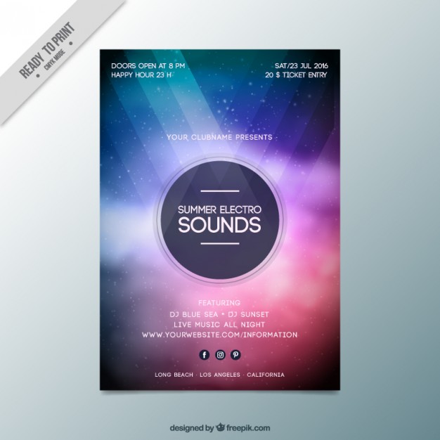 626x626 Abstract Modern Electro Party Flyer Vector Free Download