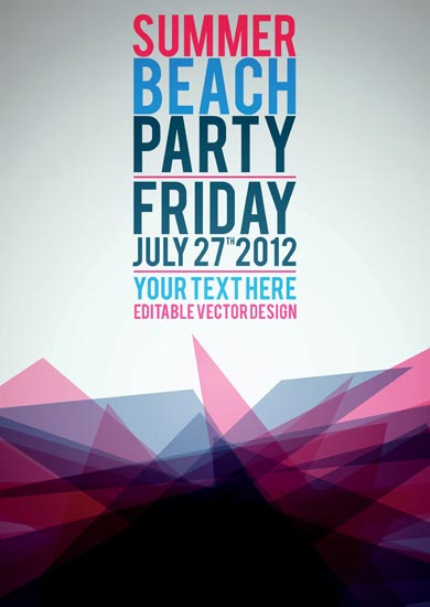 390x550 Beach Party Flyers Vector Templates