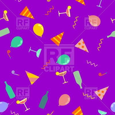 400x400 Party Seamless Pattern With Party Horn, Balloon And Bottle