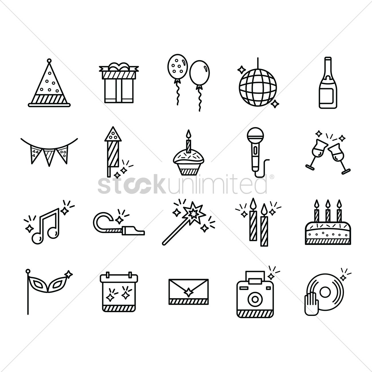 Set Of Party Icons Vector Image 1300x1300 Set Of Party Icons Vector Image