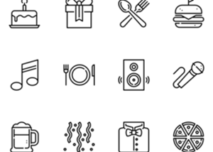 Birthday Party Icons Flat Black Line Drawings Of Icons 300x214 Birthday Party Icons Flat Black Line Drawings Of Icons