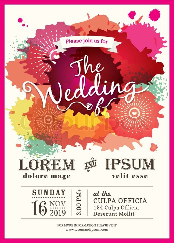 Color Splash Wedding Party Invitation Stock Vector Colourbox 571x800 Color Splash Wedding Party Invitation Stock Vector Colourbox