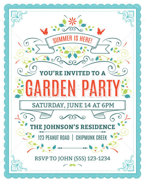 Garden Party Invitation Vector Illustration Carl Eriksson 477x600 Garden Party Invitation Vector Illustration Carl Eriksson