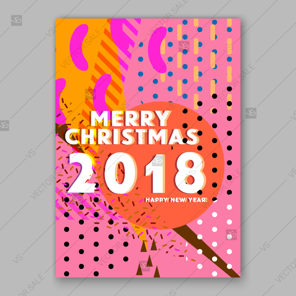Merry Christmas Party Invitation Poster In Memphis Stile 600x600 Merry Christmas Party Invitation Poster In Memphis Stile