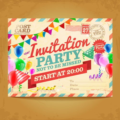 Party Invitation Postcards Vector Material Free Download 500x500 Party Invitation Postcards Vector Material Free Download