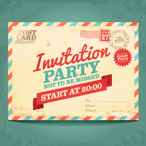 Party Invitation Postcards Vector Free Vector In Adobe Illustrator 500x499 Party Invitation Postcards Vector Free Vector In Adobe Illustrator