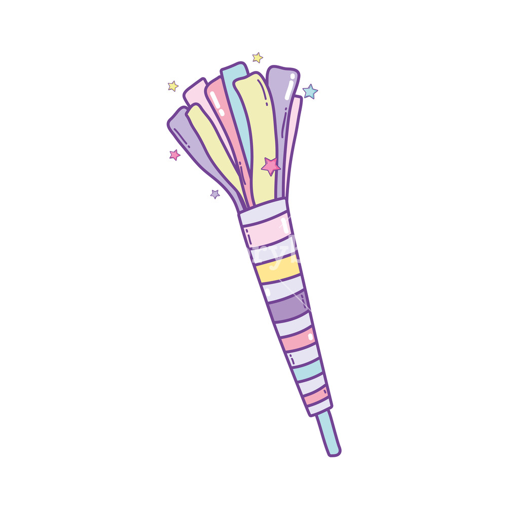 1000x1000 Party Popper Cartoon Isolated Vector Illustration Graphic Design