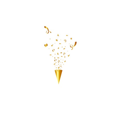 450x450 Party Popper Isolated Golden Confetti Vector Illustration Happy