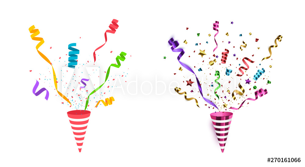 1000x548 Photo Art Print Vector Confetti Party Popper Isolated Europosters