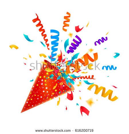 450x470 Exploding Party Popper With Streamers And Confetti Isolated