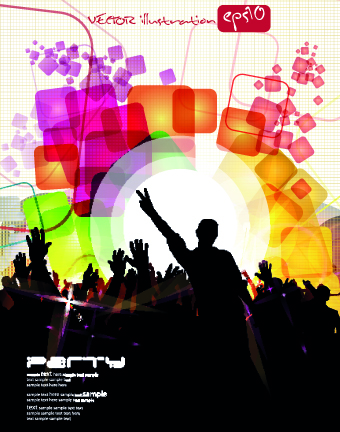 Music Party Poster Vector Illustration Free Download 340x432 Music Party Poster Vector Illustration Free Download