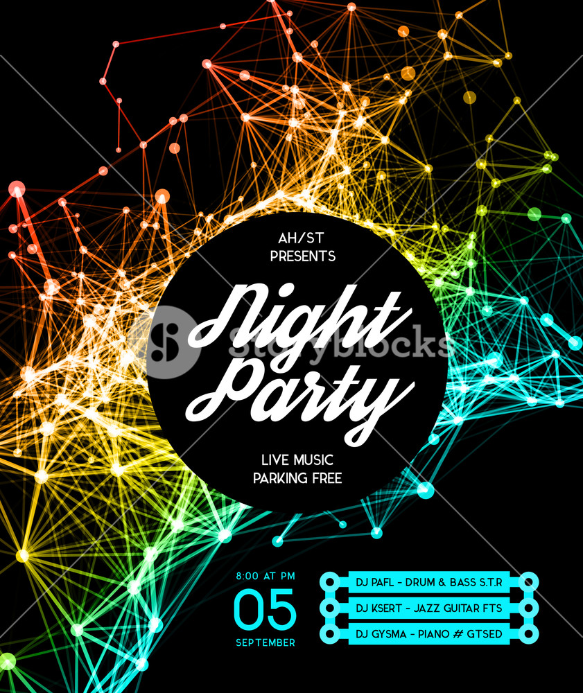 Night Disco Party Poster Background Template 841x1000 Night Disco Party Poster Background Template