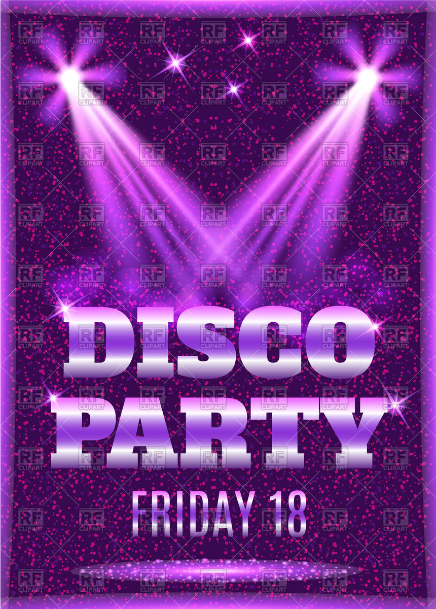 Disco Party Poster Template With Shining Spotlights Vector Image 860x1200 Disco Party Poster Template With Shining Spotlights Vector Image
