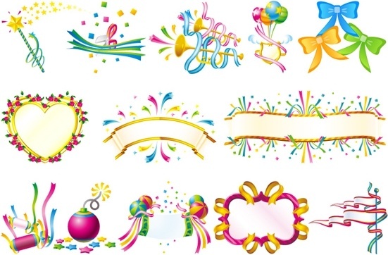 551x362 Ribbons And Balloons Vectors Free Download Free Vector Download