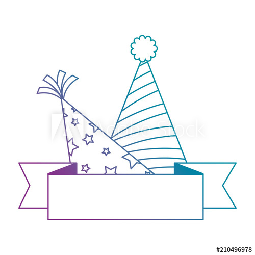 500x500 Party Hats Celebration With Ribbon Vector Illustration Design