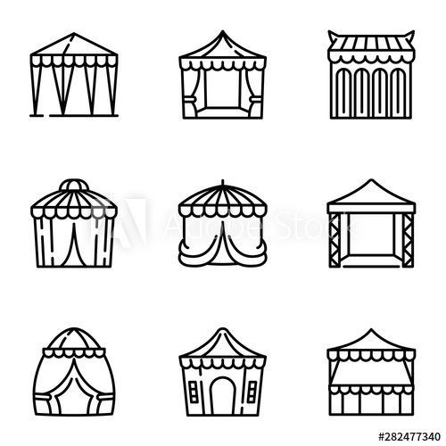 500x500 Party Tent Icon Set Outline Set Of Party Tent Vector Icons