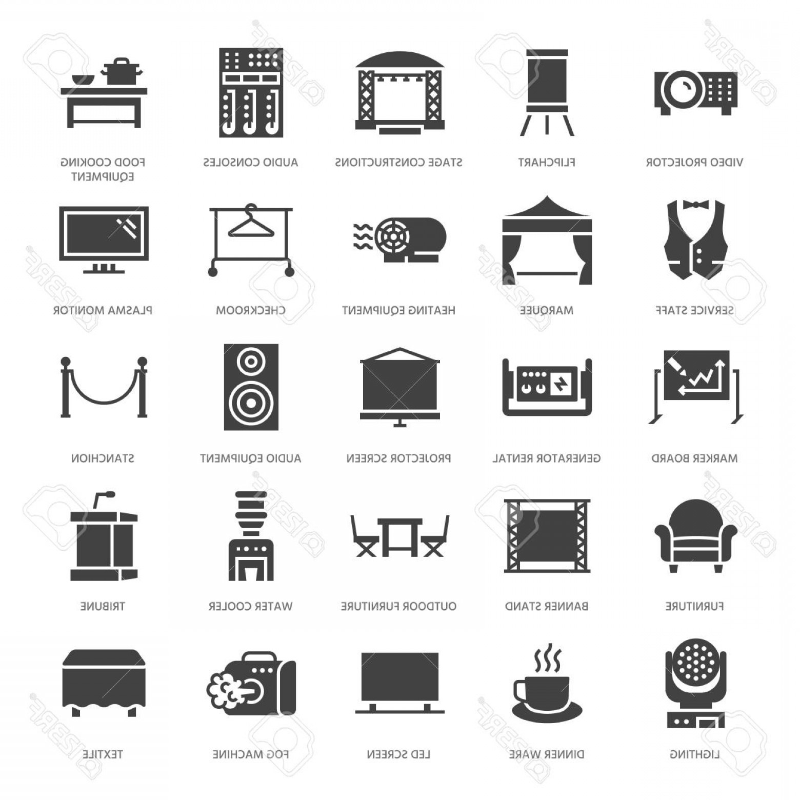 1560x1560 Photostock Vector Event Supplies Flat Glyph Icons Party Equipment