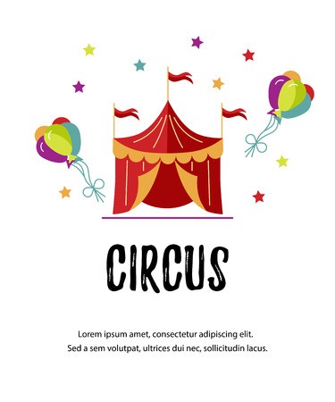 375x450 Vector Illustration With Circus Tent Template For Circus Show