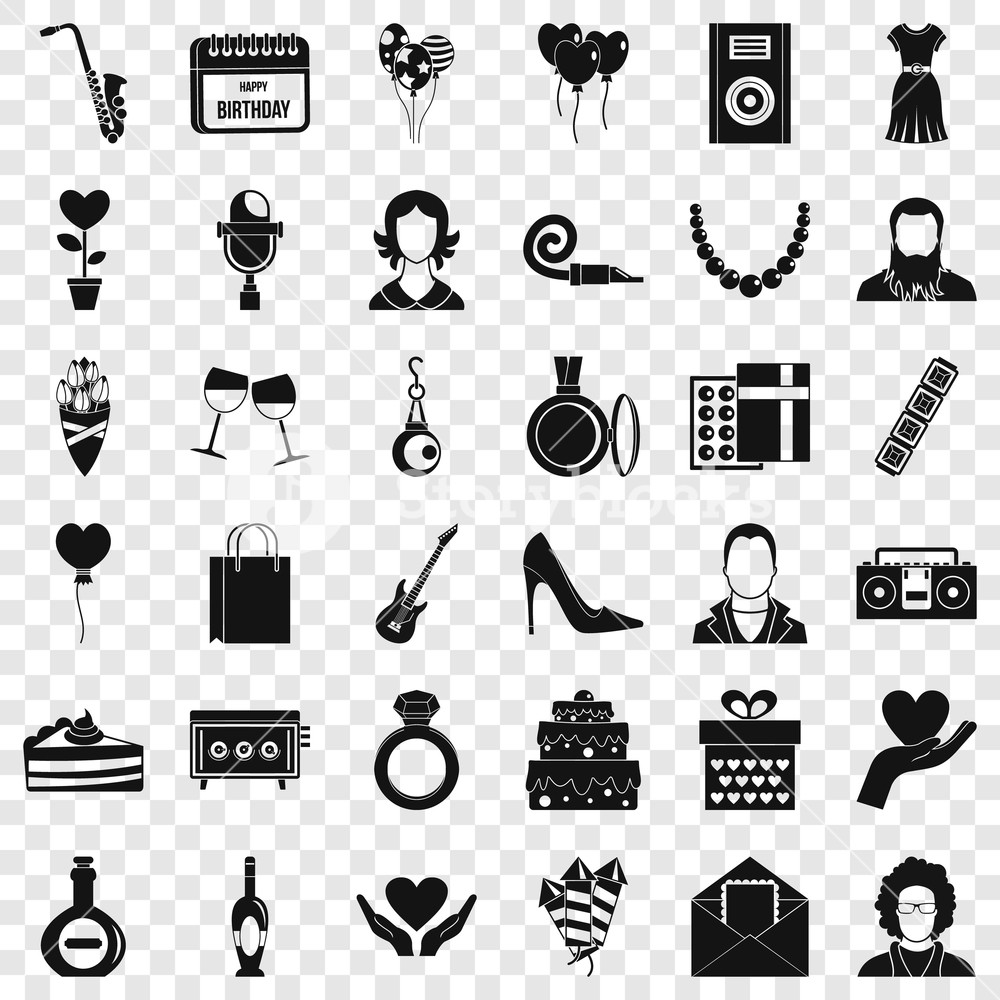 1000x1000 Fun Party Icons Set Simple Style Of Fun Party Vector Icons