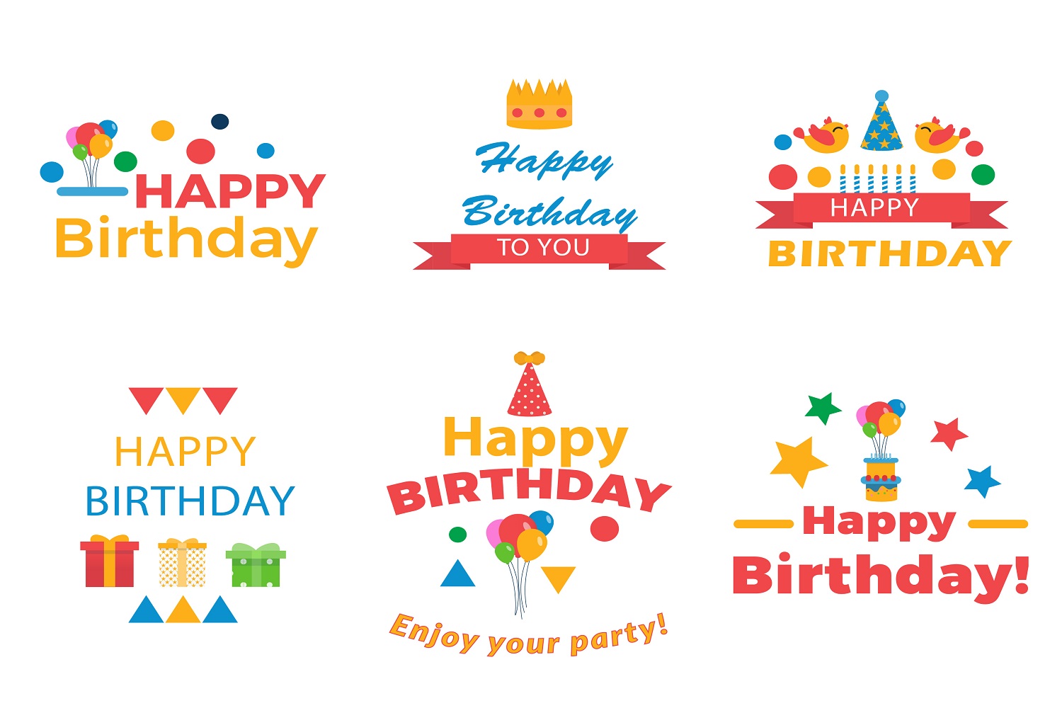1500x1000 Its A Birthday Party Vector Illustration Pack