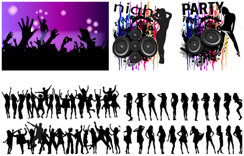 Night Party Silhouettes Vector Vector Graphics Blog 800x513 Night Party Silhouettes Vector Vector Graphics Blog